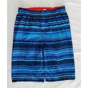 Under Armour Boys Swim Trunks Size YXL Blue Striped Mesh lined Elastic Drawstrin